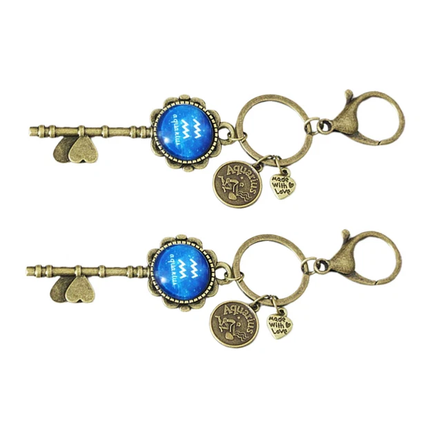 2 Pcs Pendant Keychain DIY Key Chain Accessories Metal Button 6