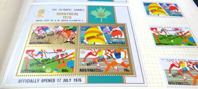 Aitutaki Cook Islands 8 Stamp 2 Mini Sheet 1976 Olympic Montréal Royal Visit MLH 2