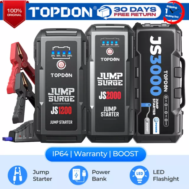 TOPDON 3000A 12V Gas/Diesel Lithium Jump Starter Portable Battery Booster