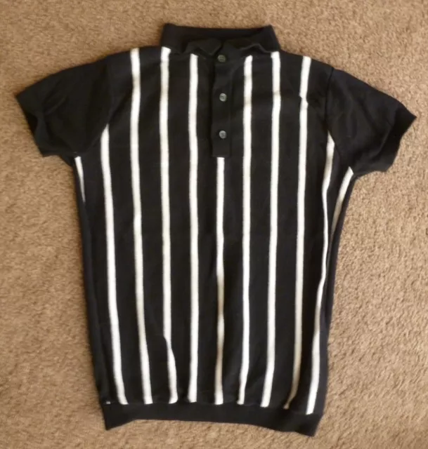 Next black + white striped short sleeve polo shirt size 9 years