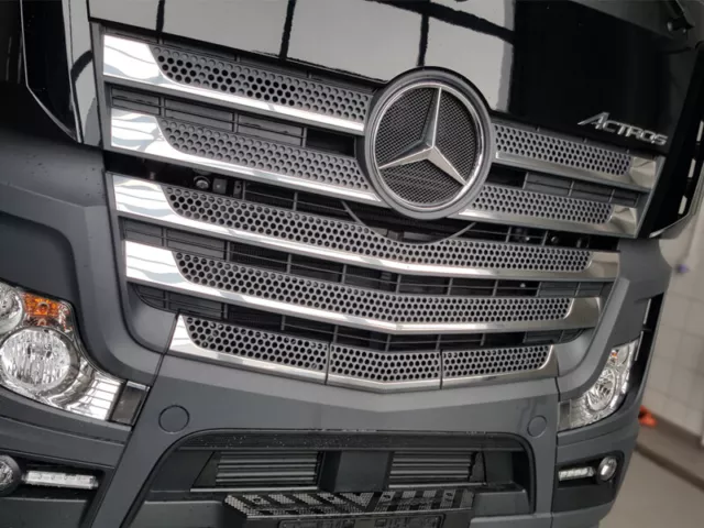 Grill Kühlrgrill - Leisten Edelstahl Chrom Passend Für Mercedes Actros Mp4 11-18