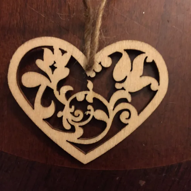 Wooden Heart Shaped Painted Christmas Ornament with Snowflakes Valentine  Wedding