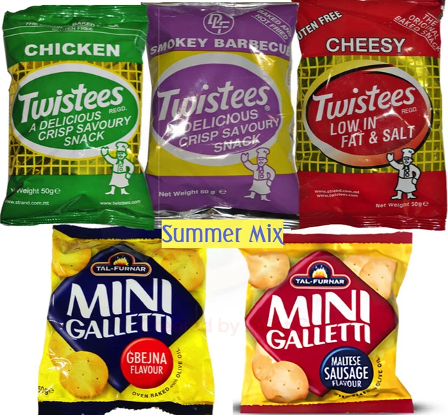 5 Pk Malta Maltese Goody Summer Snack Mix - Chicken BBQ Galletti Twistees Cheese
