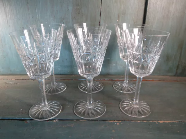 6 verres pied  vin ou eau ancien cristal art de la table french antique