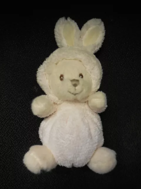 petit doudou peluche ours déguisé lapin blanc crème BUKOWSKI