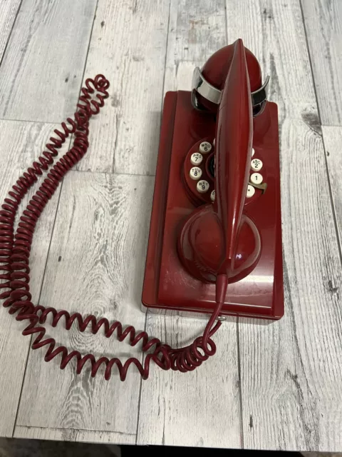 Crosley Corded Push Button Dial Retro Vintage Wall House Telephone - Red CR55