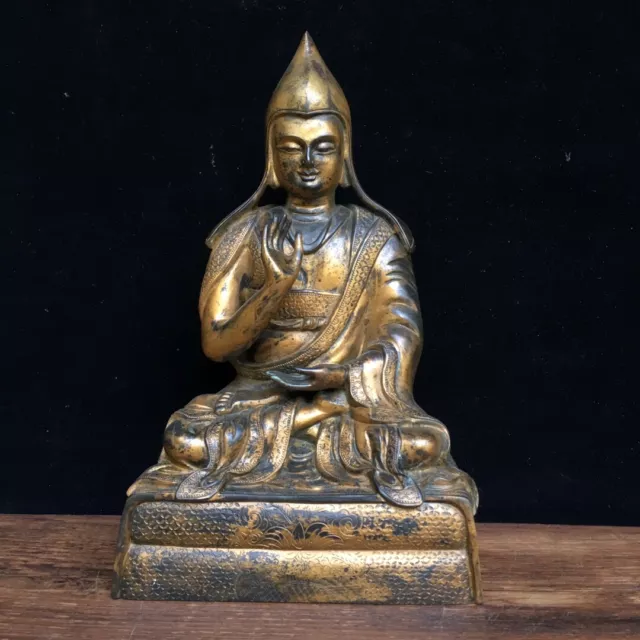 Chinese Exquisite Handmade Bronze gilt Tibetan Buddha statue