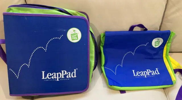 2  Leap Frog LeapPad Totes Book Storage System Bag Carry Cases Bags Blue Green