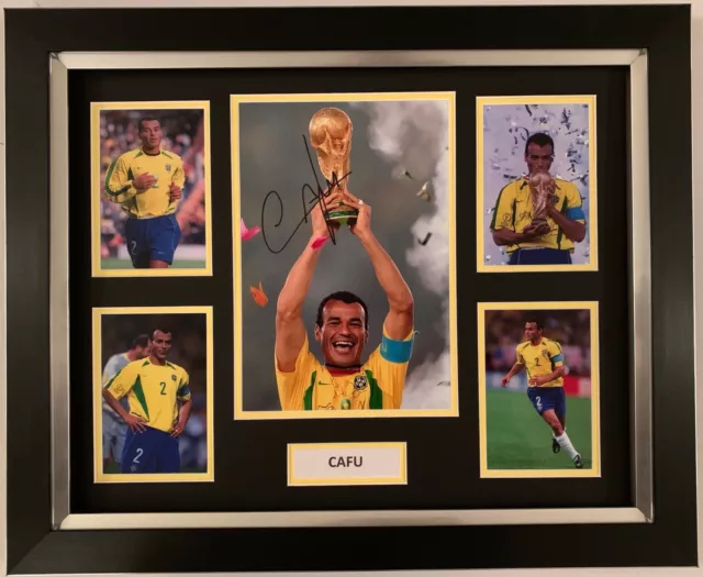 Cafu Hand Signed Framed Photo Display Brazil Football Autograph 1.