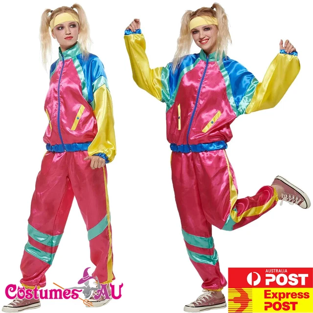 80s Costume Set – Pink Mesh Top, Wig, And 4 Pack Neon Beads – Rave Fancy Dress