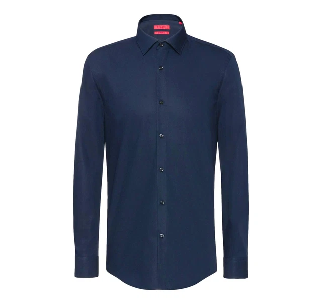 HUGO BOSS Camicia business slim fit in popeline di cotone C-Jenno  50289499 BLU