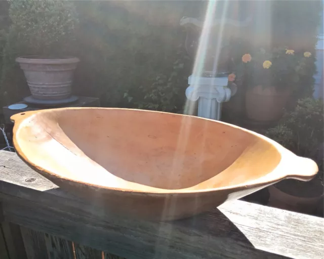 25.5" LIGHT WEIGHT antique bread dough vtg wooden bowl primitive kitchen trench