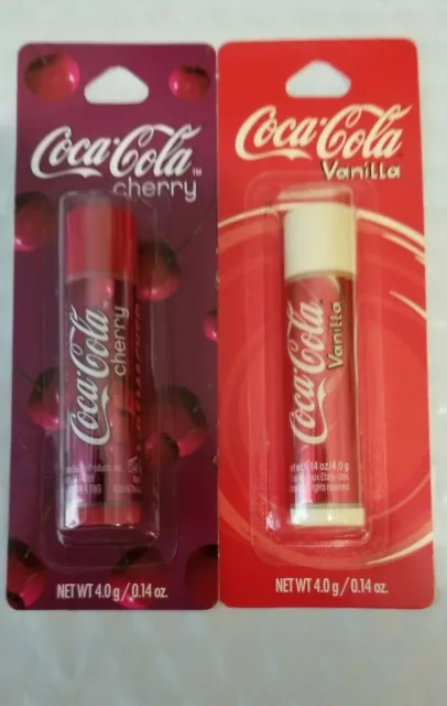 New Lip Smackers - Vanilla And Cherry Coca-Cola Coke Flavored Lip Balms