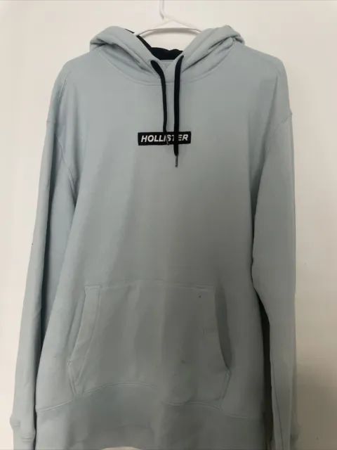 Hollister Baby Blue Box Logo Classic Drawstring Hoodie Adult Size Large