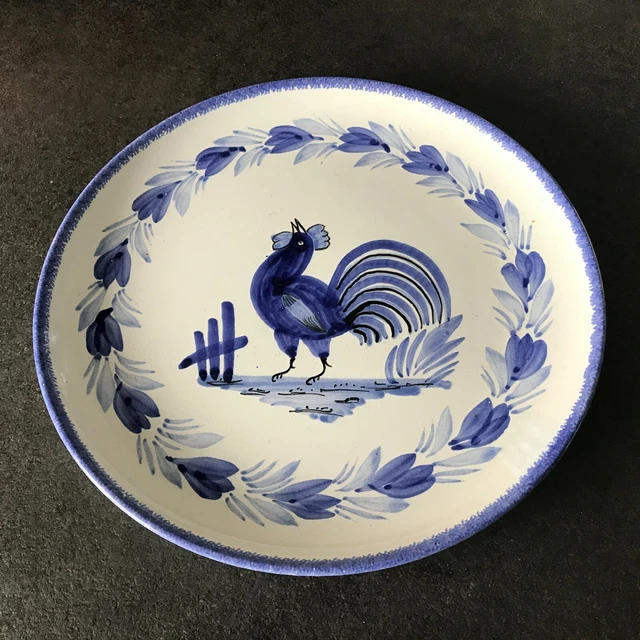 Assiette Coq Bleu Hb Quimper Diamètre 24,5 Cm