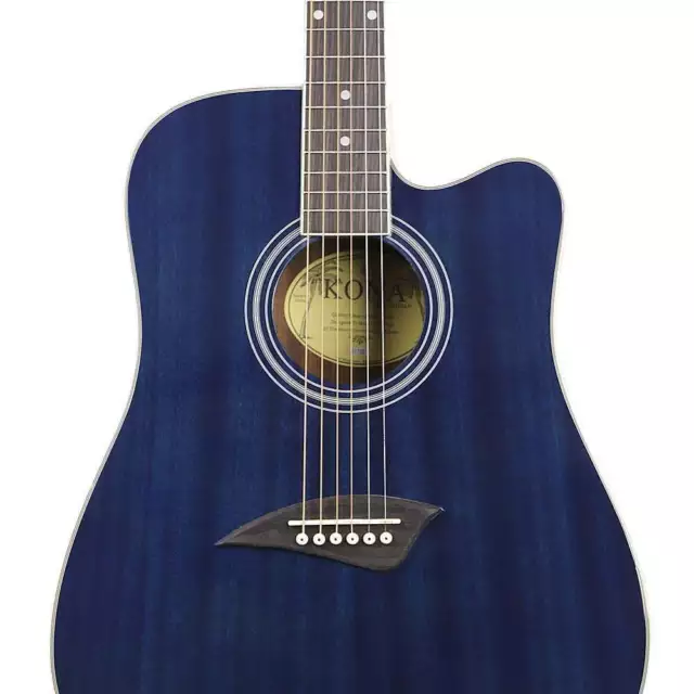 K1TBL DREADNOUGHT Cutaway Guitar in High-Gloss Transparent Blue Finish ...