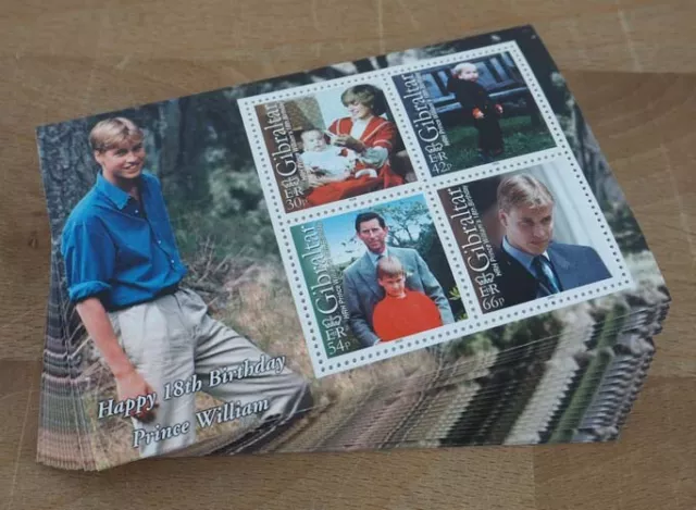 2000 Gibraltar; 100 Blocks Prinz William, Bl. 41, **/MNH, ME 1000,-