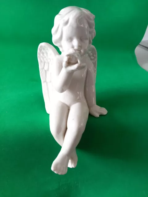 Vintage Porcelain Sitting Angel / Cherub Figurine All  White