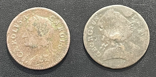 Great Britain 1672/1775 Farthing Copper Coins: Lot of 2