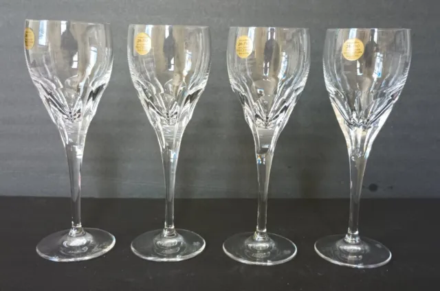 Set of 4 CRYSTAL Wine Glasses RP etched on base 24% Lead - Made In Italy
