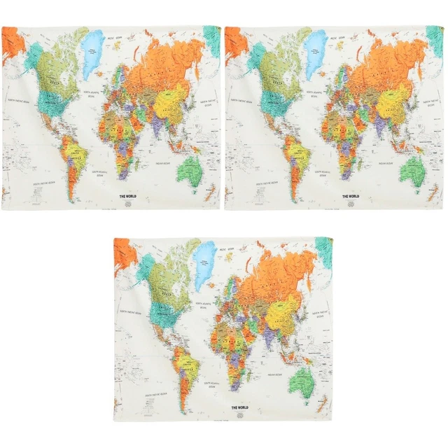 3x Creative Colorfast map of the world tapestry Living Room Wall Decor for Home