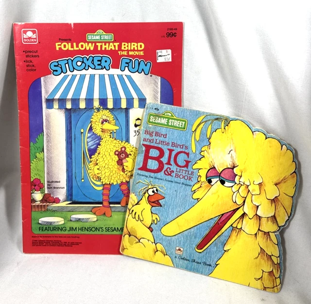 VTG LOT OF 2 Big Bird Sesame Street Sticker Fun & Golden Shape Books ...