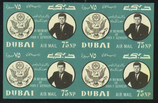 Uae-Dubai 1963 Kennedy 75NP Imperf Block Of 4 -minze, Nh