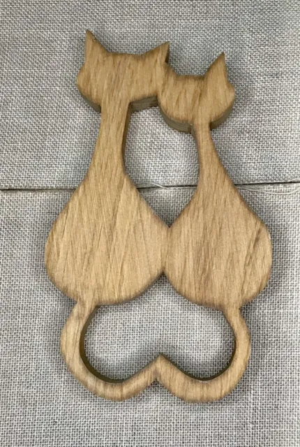 Wood Cats In Love Cuddling Backside Wall Hanging Rustic Farmcore Cottagecore