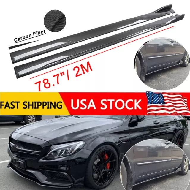 Carbon Fiber Side Skirt Rocker Panel Splitter /Lip For Mercedes Benz W205 W204