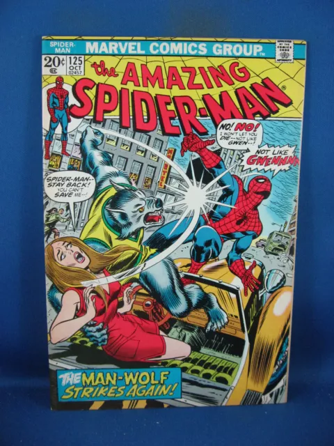 Amazing Spiderman 125 Vf Nm  Marvel 1973 Origin Man Wolf