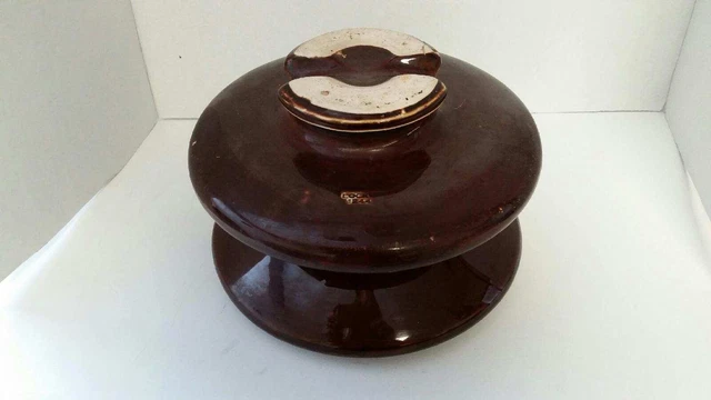 Large High Voltage Vintage Porcelain Ceramic Insulator Locke 1244 Brown