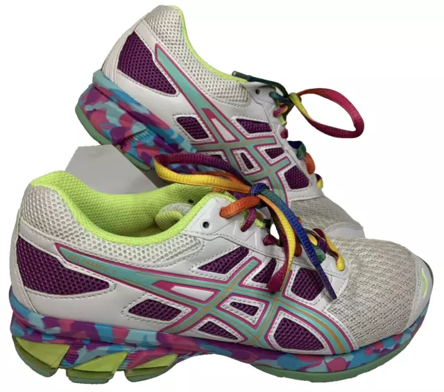 ASICS GEL FRANTIC 7 WOMEN’S Running Shoes T3A6Q White Purple Sneakers Size 6 USA