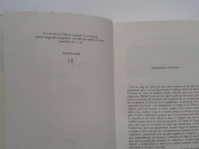 Michel LEIRIS " Journal 1922-1989 " E.O. NUM. 1/92 Pur Chiffon, Gallimard 1992 2