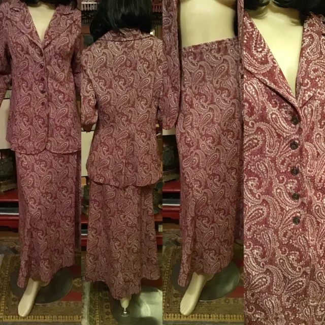 Vintage 1970s Collegian of California Paisley Maxi Skirt and Jacket Suit
