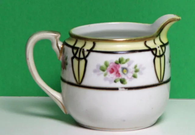 Made in Japan NIPPON Hand Painted Creamer Flowers Gold Trim Marked Morimura Bros