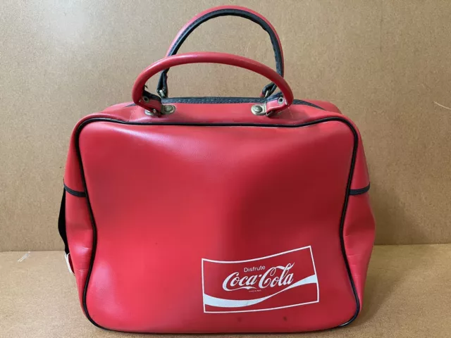 VTG Coca-Cola Vinyl Travel Overnight Bag Red Mexican Spanish Disfrute Coke
