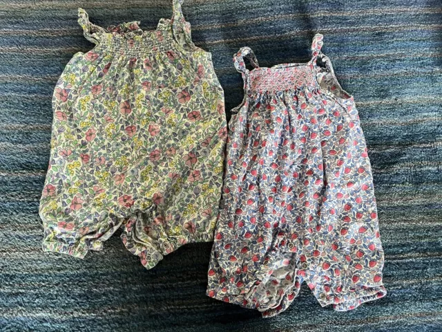 Jojo Maman Bebe 3-6 Month Girls Summer Romper Suits.