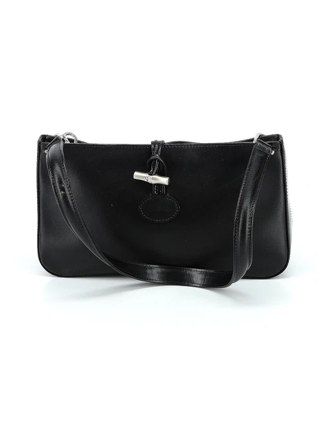 Longchamp Women Black Leather Shoulder Bag One Size