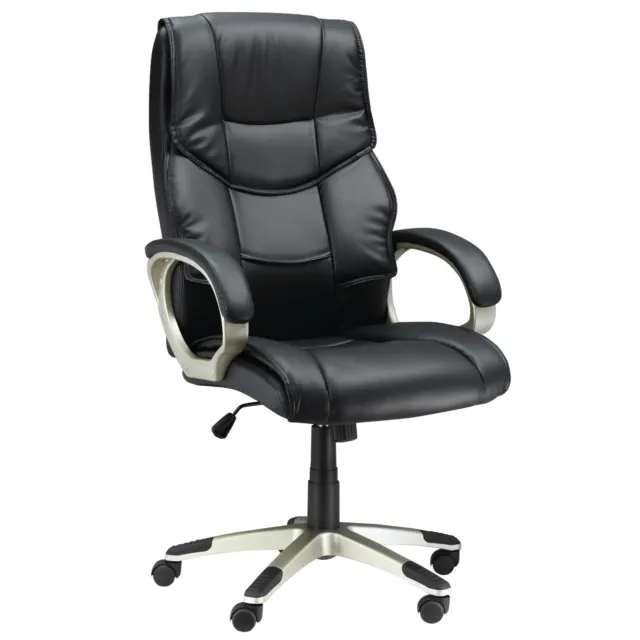 HOMCOM Executive Office Chair Faux Leather Computer Desk Chair w/ Wheel Black