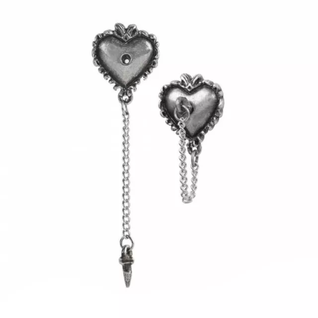 WITCHES HEART STUD EARRINGS ALCHEMY Gothic Pagan Magick + FREE VELVET POUCH
