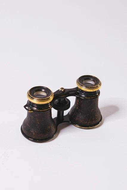 Ancienne paire de jumelles de théatre 12 verres cuir et laiton