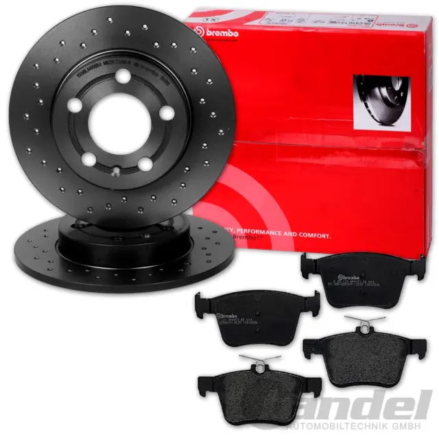 brembo GELOCHTE BREMSSCHEIBEN+ BELÄGE HINTEN für VW GOLF 7 TOURAN AUDI A3 KAROQ