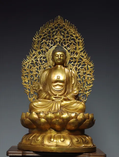 25.2" Chinese Buddhism bronze Gilding [Sakyamuni] Buddha statue