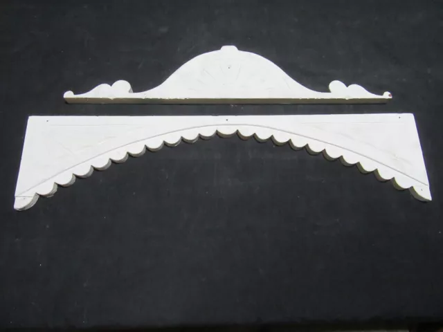 ~ Pair Of Antique Carved Walnut Pediments ~ Architectural Salvage