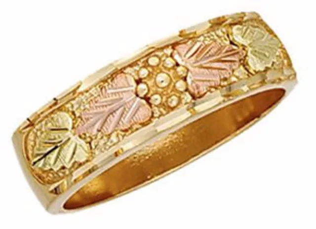 Dakota Black Hills Gold Men's Wedding Band Ring - 10 Kt & 12 Kt