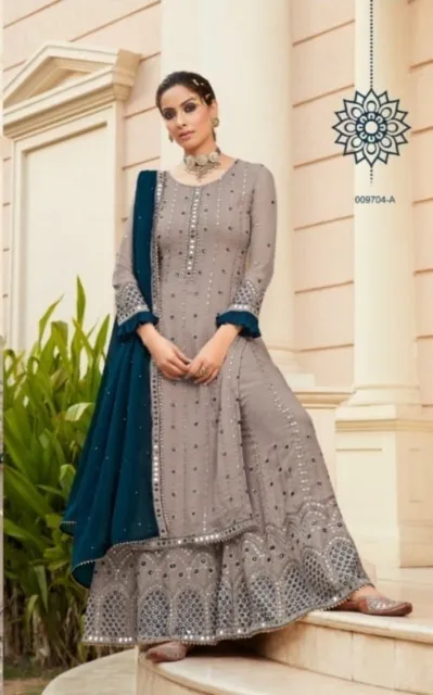 Bridal Heavy Indian Pakistani Designer eid Party Wear Floral Dress Anarkali Gown