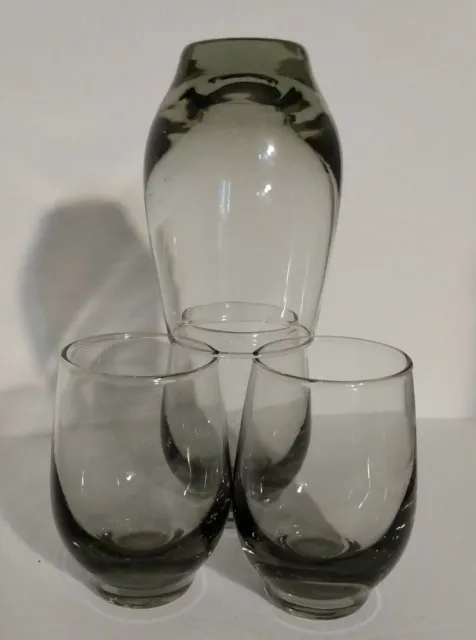 Set of 4 Vintage Libbey TEMPO Drink Glasses SMOKE GRAY Juice Double Shot Tumbler