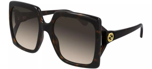 Gucci GG0876S-002-60mm Women Square Oversized Sunglasses Havana Brown Gradient