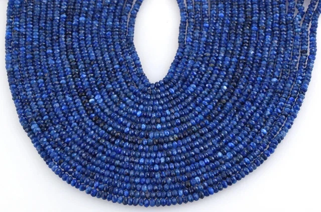 Naturel AAA+ Bleu Cyanite Pierre Rondelle Facettes 2mm-3mm Perles 13 " 1 Brin