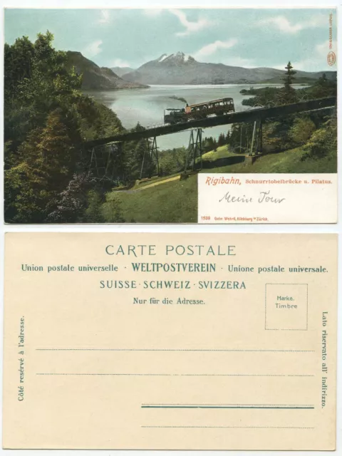 33555 - Rigibahn - Schnurrtobelbrücke u. Pilatus - Schweiz - alte Ansichtskarte